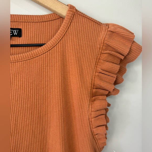 J. Crew Women's Rust Ruffle-Sleeve Ribbed Tank Size XL - Picture 3 of 8